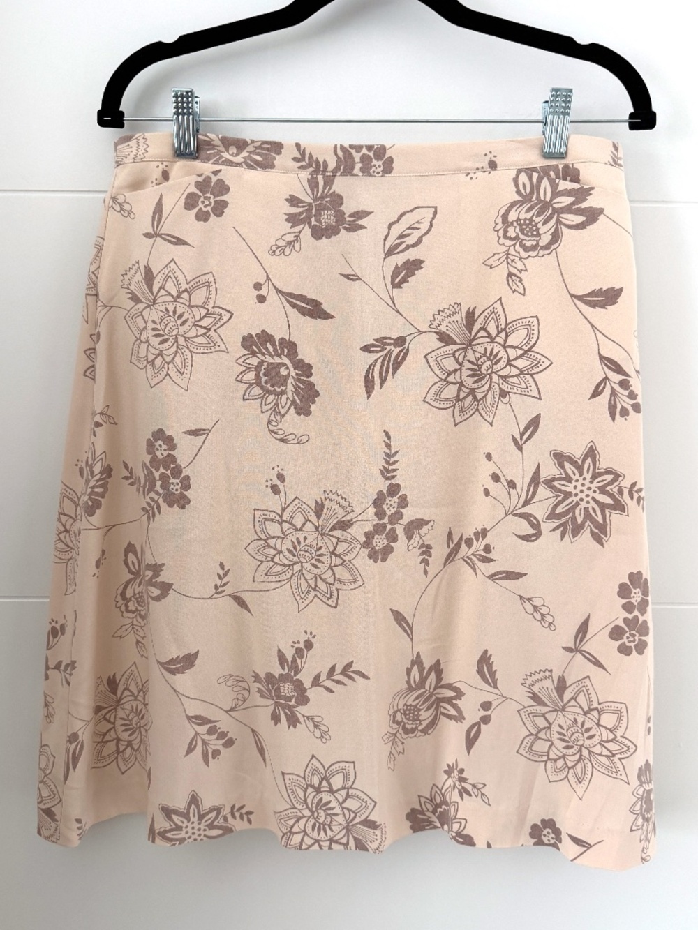 Calvin Klein Blush Beige Taupe Floral A-Line Pocket Skirt Knee Length 10